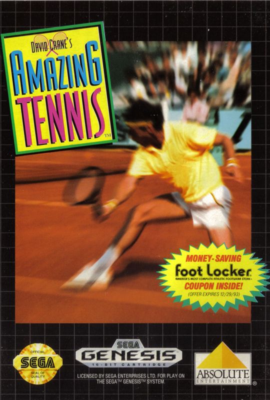 David Crane's Amazing Tennis box art for Sega Genesis